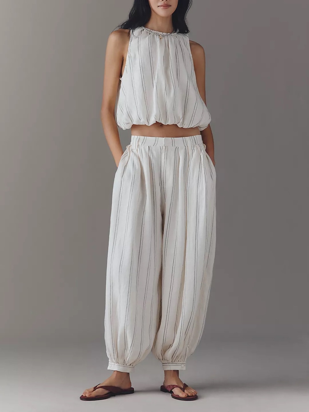 Anthropologie Modern Genie Linen Balloon Trousers